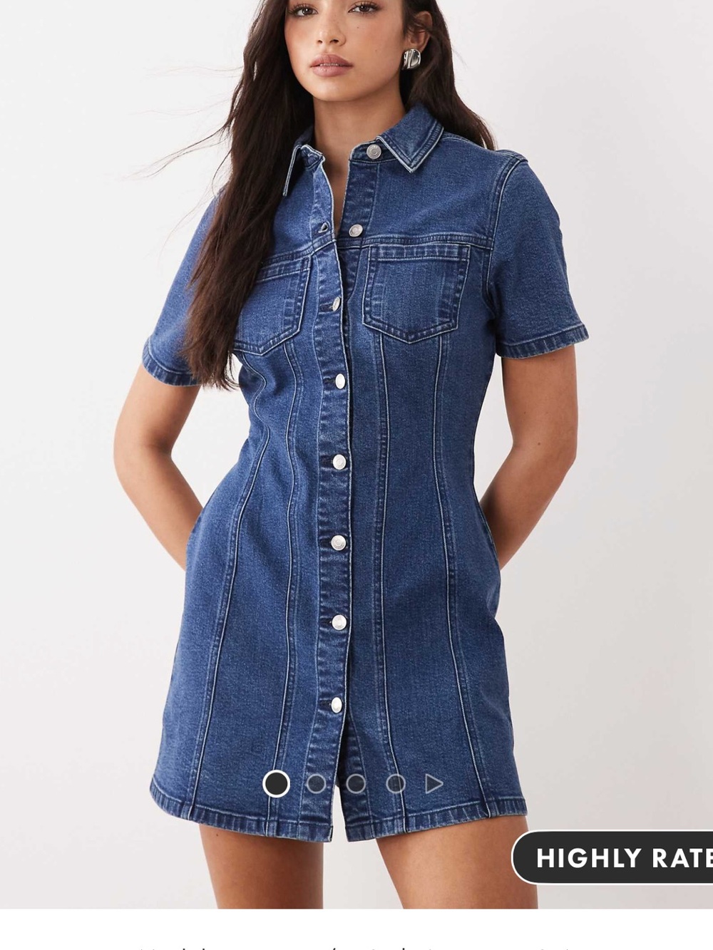 ASOS Curve Dark Blue Denim Button-Front Mini Dress